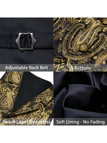 Men's Jacquard Paisley Vest with Bowtie – Formal Wedding & Tuxedo Waistcoat