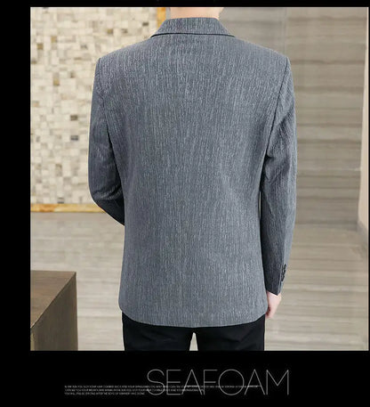 Blazer Men's Business Gentleman Korean Wedding Fashion Trend, Slim Fit, Breathable, Striped, Versatile, High-end Casual Blazer