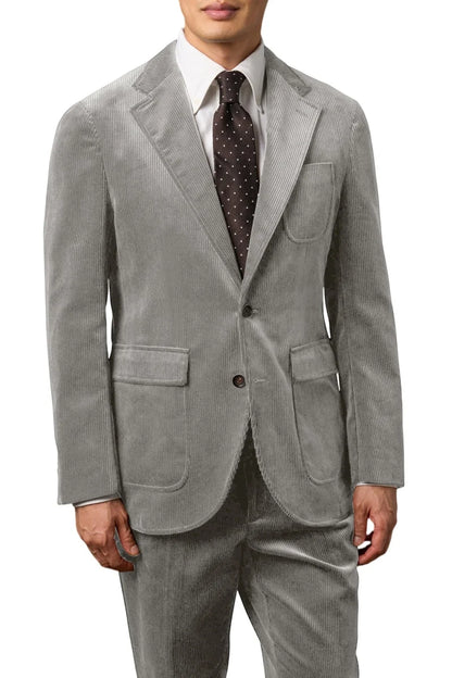 Men's Corduroy 2-Piece Suit – Classic Single Breasted Blazer & Pleated Pants for Wedding & Formal Occasions