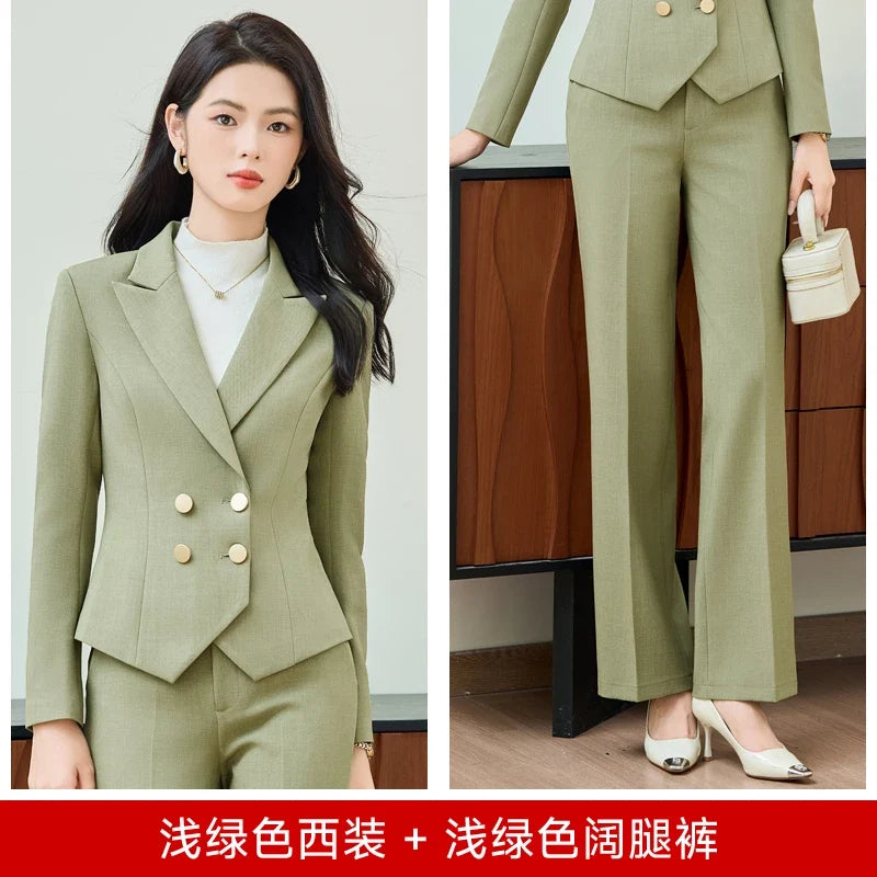 Fashionable professional women's clothing, high-quality two-piece pants + blazer, elegant temperament, beautiful charming