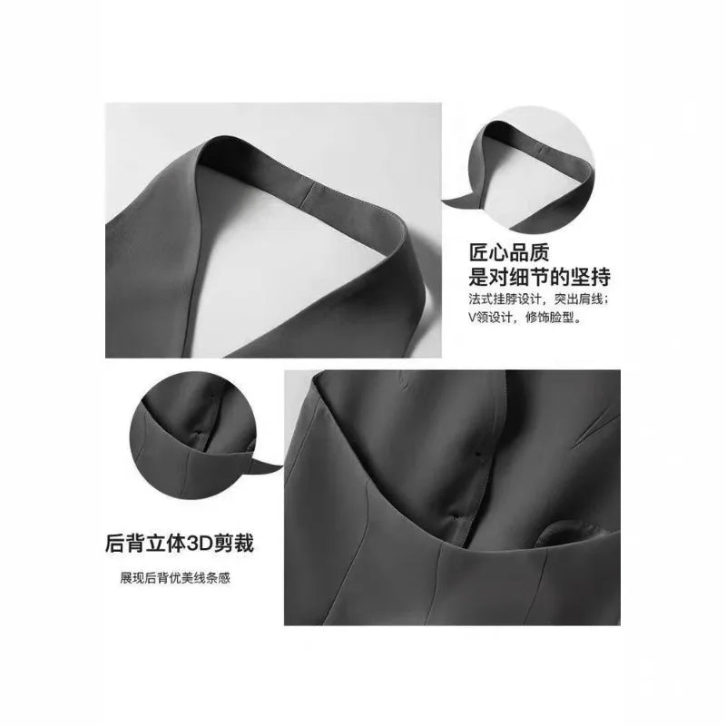 Women's Suit Vest Spring Summer New Neck-hanging Sleeveless Backless Vest Versatile Ladies Top Female Waistcoat Chaleco Mujer