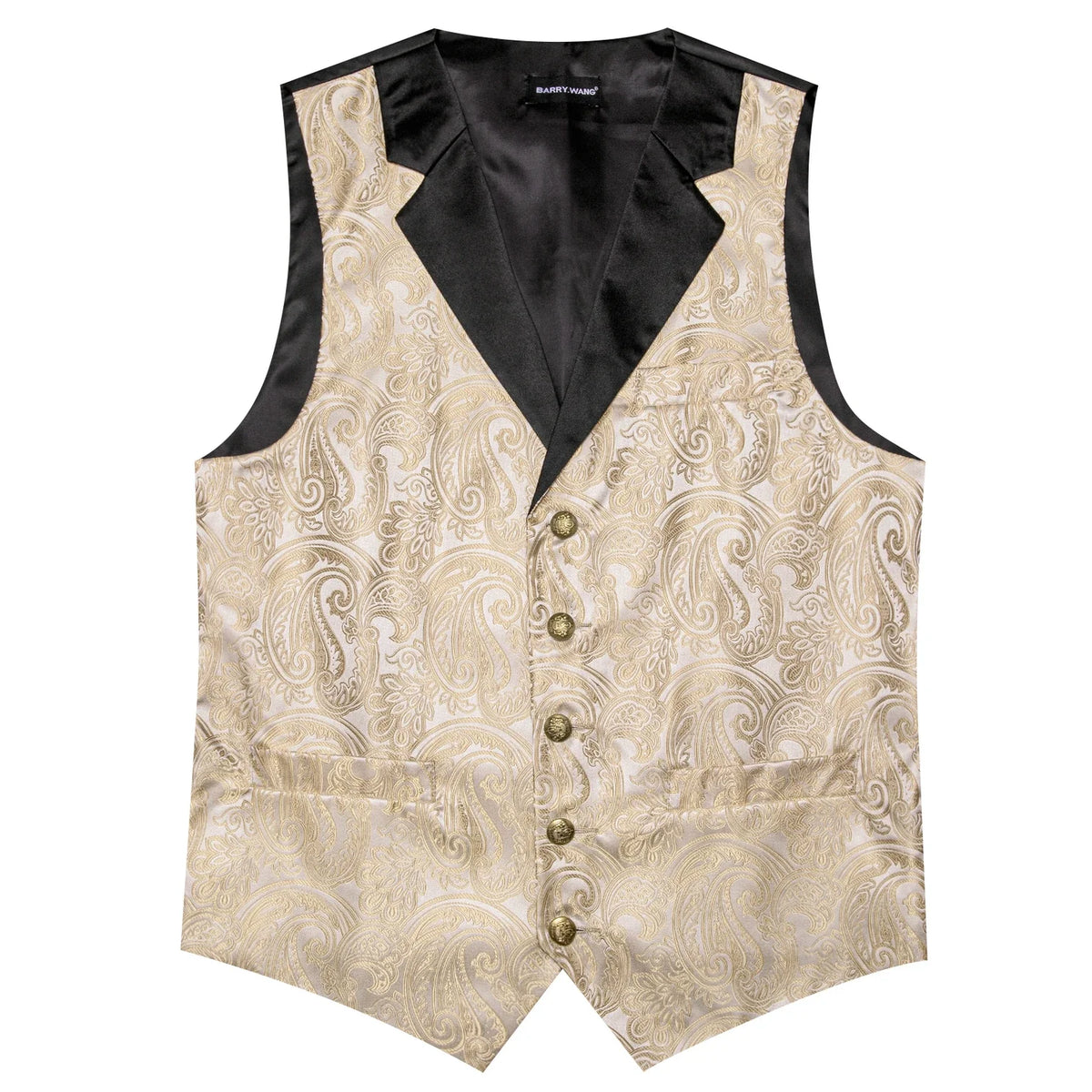 Men's Jacquard Paisley Vest Single Breasted Waistcoat with Bowtie — Formal Wedding & Party Suit Vest