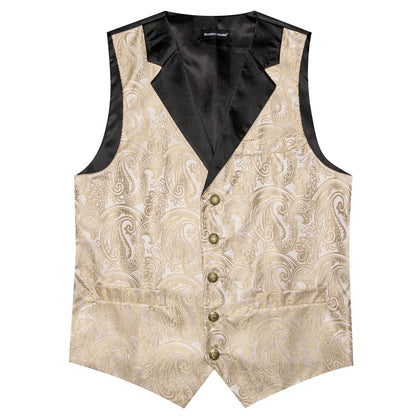 Men's Jacquard Paisley Vest Single Breasted Waistcoat with Bowtie — Formal Wedding & Party Suit Vest