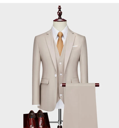 Men's Three-Piece Suit – Slim Fit Wedding & Business Formal Suit with Vest and Trousers