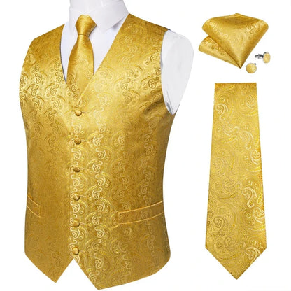 Men's Suit Vest and Tie Set – Single Breasted Waistcoat with Necktie and Pocket Square for Weddings and Business Events