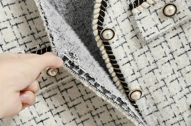 Women V-neck Tweed Sleeveless Vest Female Splicing Together Waistcoat Top Autumn Lady Lmitation Mink Fur Vest Jacket