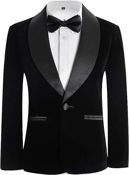 Boys Formal Suit Set 3-Piece Kids Wedding Suit Jacket Pants Bowtie for Birthday Ceremony Performance