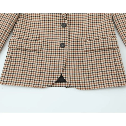 Stylish Plaid Pant Suits for Women New in Commuting Style Two Pieces Straight Plaid Blazer Matching Tonal Pleated Wide Leg Pants