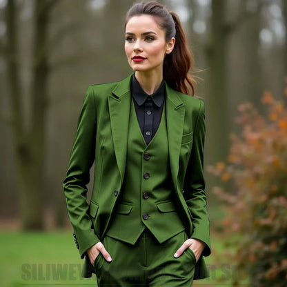 Women 3 Piece Suit Set Blazer Vest Pants Slim Fit Office Business Party Formal Attire Customizable Size for Ladies