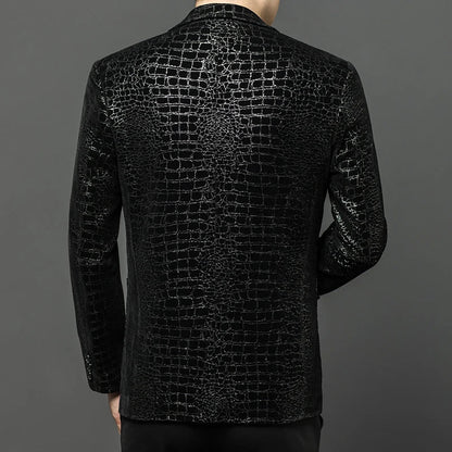 Men's Slim Fit Sheepskin Leather Blazer – Smart Casual Winter Jacket
