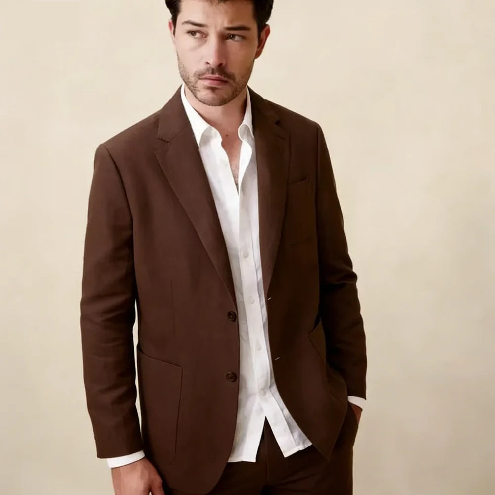 Elegant 2PCS Men Suits  Notch Lapel Single Breasted Male Blazer Set Formal Business Set Party Prom Wedding Tuxedos(Jacket+Pants)