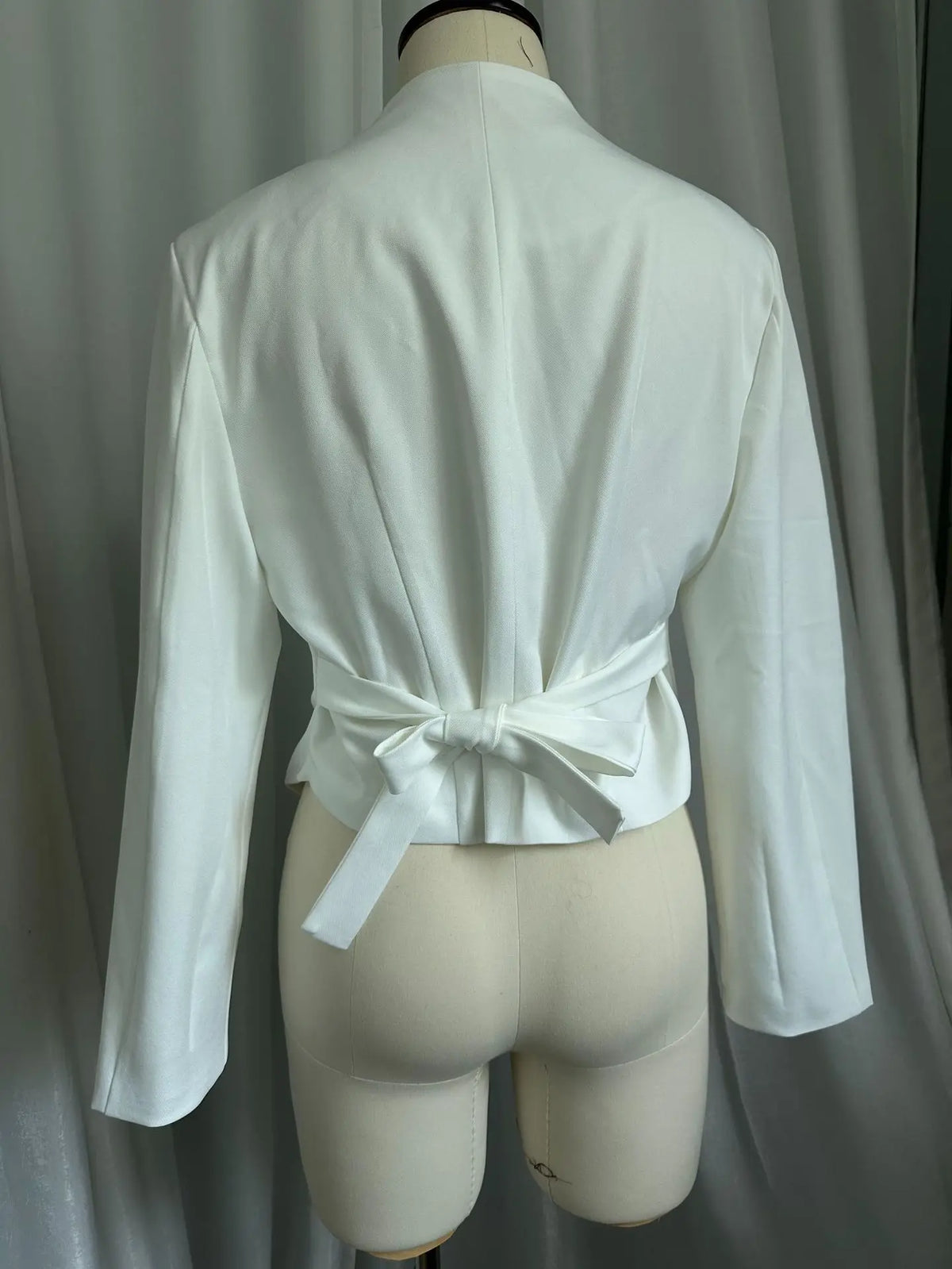 Women Blazer White Slim Fit Blazer Jacket Long Sleeve Deep V Neck Button Front Asymmetrical Hem Office Casual Elegant Jacket