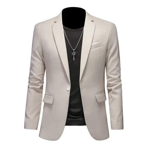 Men's Slim Fit Single-Breasted Blazer for Business Casual and Wedding Occasions