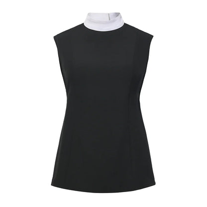 Women Clergy Sleeveless Vest Top with White Collar