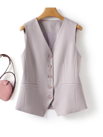 Single-Breasted Layered Suit Vest for Women Suitable for Spring and Autumn Can Be Worn as an Inner or Outer Layer Stylish Off