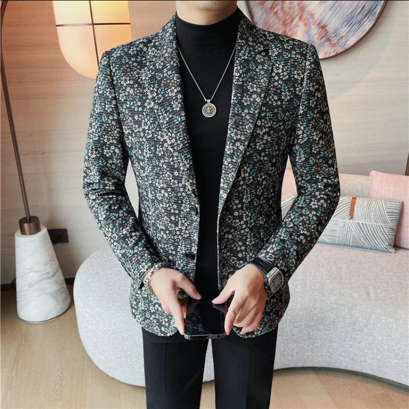 Autumn Winter Fashion Casual Business Blazers Men Korean Version Slim Fit Social Banquet Suit Jacket Wedding Groom Men Clothing