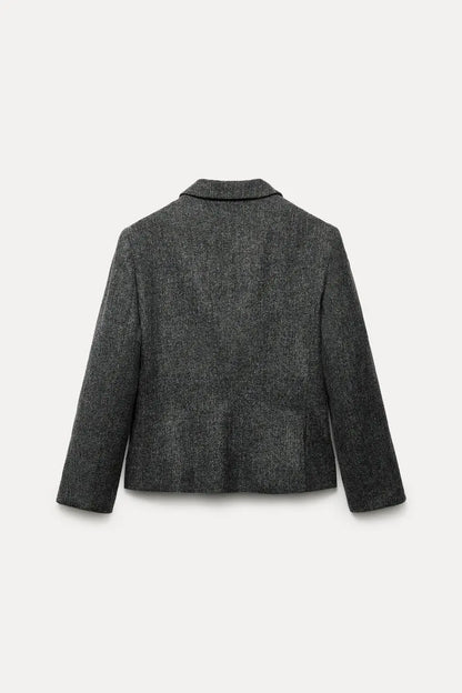 Women's Wool Blend Waist-Cinching Suit Jaet Autumn Winter New Sle Casual All-Match Long Sve Classic Collar  Color