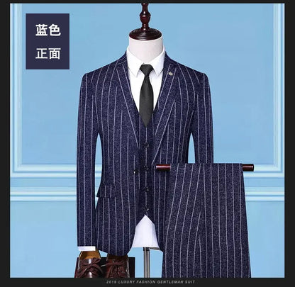 Men's 3-Piece Suit Slim Fit Blazer Vest Trousers Smart Casual Business Formal