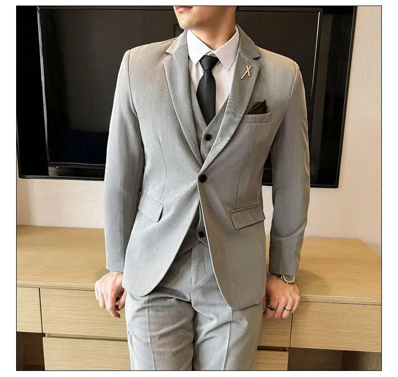Men's 3-Piece Suit – Blazer, Vest & Trousers | Smart Casual Business & Wedding Suit