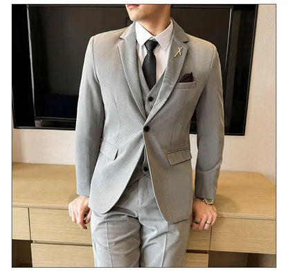 Men's 3-Piece Suit – Blazer, Vest & Trousers | Smart Casual Business & Wedding Suit