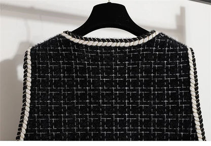 Women's Contrast Knitted Vest New Autumn Short Sleeveless Jacket V-neck Single Breasted Waistcoat Female Coats Chaleco Mujer