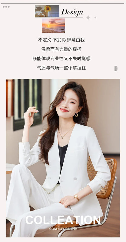 Fashionable business women's suit, high-quality two-piece pants + blazer. Unique temperament, comfortable and stylish
