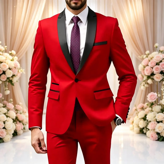 Men's 2 Piece Wedding Suit — Slim Fit Blazer Vest Trousers Formal Party Dress Outfit