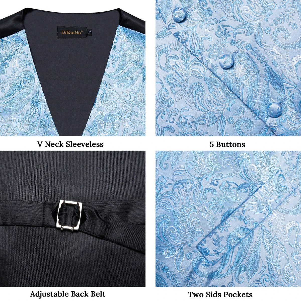 Men's Paisley Suit Vest with Bow Tie Set for Weddings and Formal Events