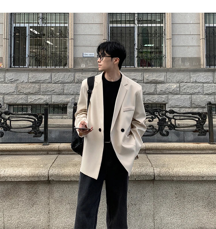 Blazers Men Casual Loose Suit Jackets Male Korean Leisure Daily Streetwear All-match Simple Suit-tops  blazer mascullino