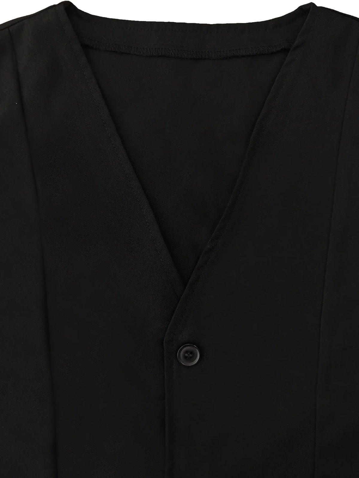 Men's Vest Solid Black Slim Fit V-Neck Single Breasted Sleeveless Waistcoat
