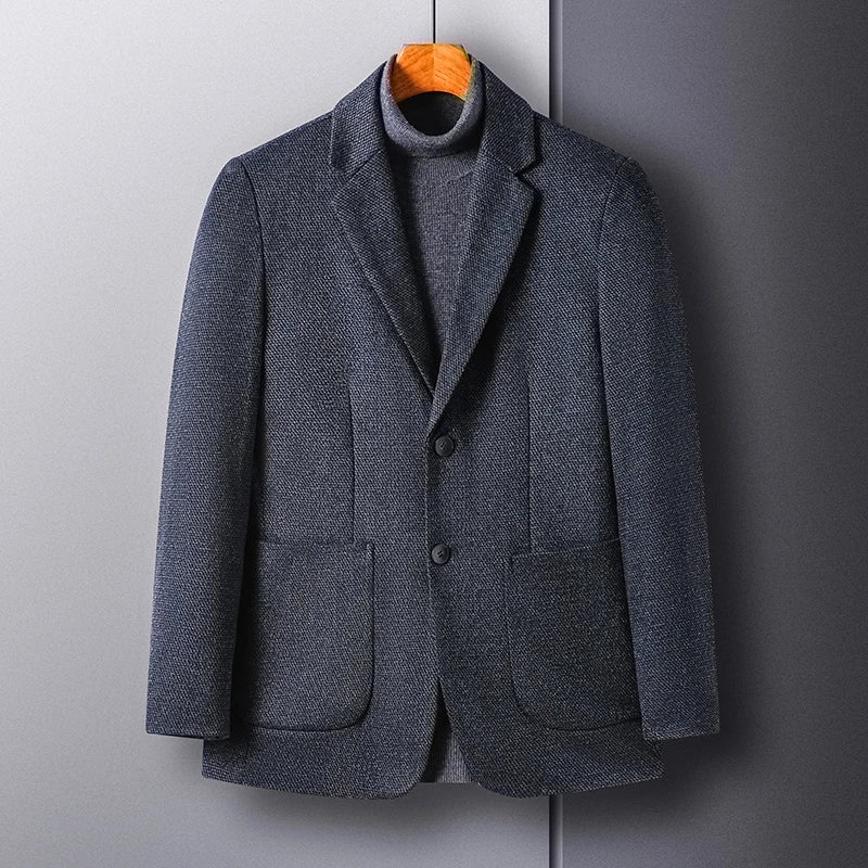 Men's Smart Casual Blazer Single Breasted Blue Autumn Winter