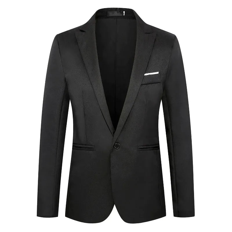 KIDWHXR Man Suit Jacket Slim Solid Single-breasted Suits Coats Men Long Sleeve Formal Business Party Wedding Blazer for Male