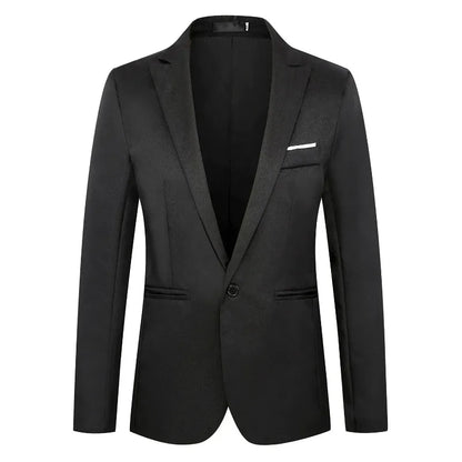 KIDWHXR Man Suit Jacket Slim Solid Single-breasted Suits Coats Men Long Sleeve Formal Business Party Wedding Blazer for Male