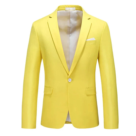 Men Solid Suit Jacket – Casual Business Wedding Blazer – Multi-Color