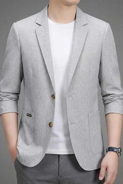 Men's Premium Thin Blazer Spring Summer Solid Color Breathable Cotton Linen Blend Business Casual Jacket Minimalist Office Urban