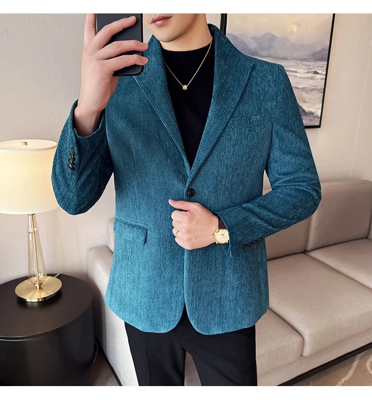 New Chinese Style Stand Collar Fashion Casual Suit Jacket Autumn Winter New Slim Fit Business Formal Social Prom Party Tuxedos