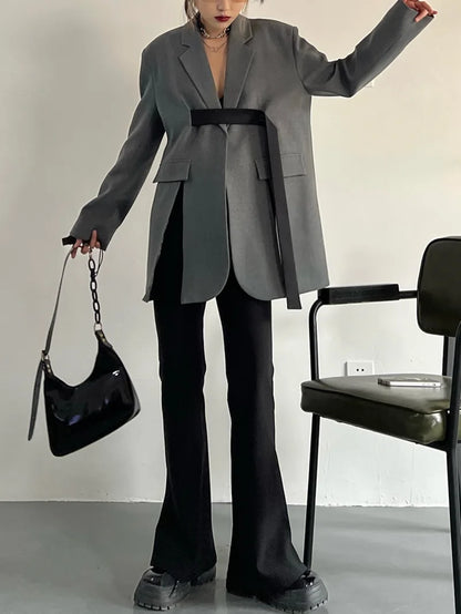 Spring Autumn New Women Blazer Niche Design Split Hem Ribbon Elegant Casual Fashion Chic Jacket High-end Trend Coat HK17058