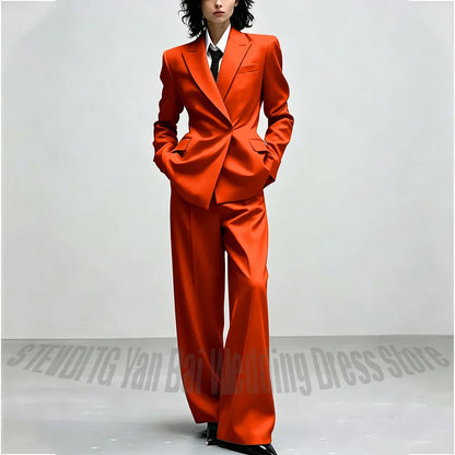 Casual Women Suit Trendy Solid Black Long Sleeve Lapel Straight Fashion Jacket Pants All-Match Shopping Street Style Daily Wear