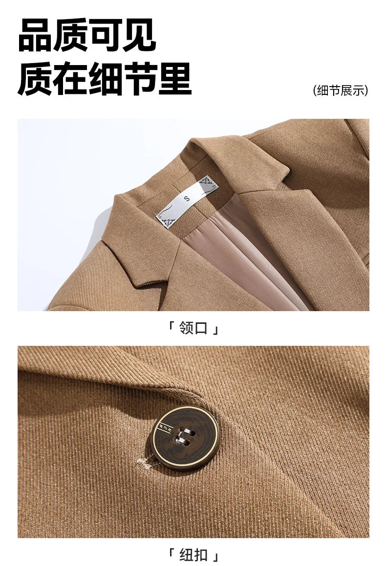 Elegant Solid Women's Blazer Long Sleeve Turn down Collar Slim Fit Office Jacket Single Button Spring Autumn Fashion