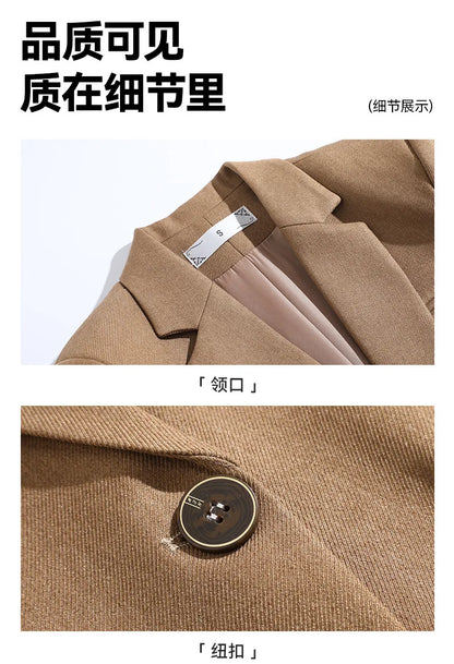 Elegant Solid Women's Blazer Long Sleeve Turn down Collar Slim Fit Office Jacket Single Button Spring Autumn Fashion