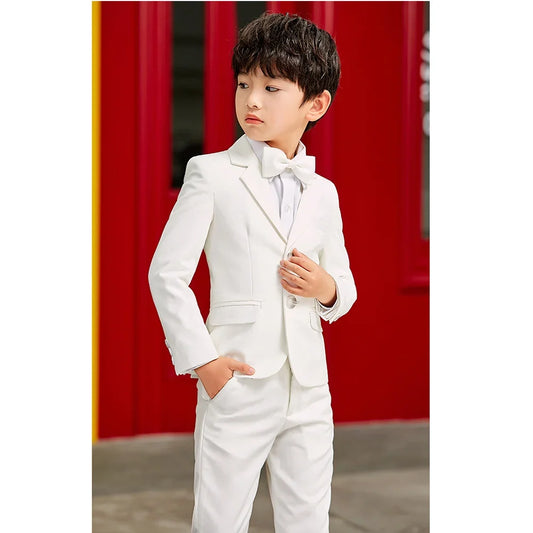 Chic Boys Suits Single Breasted Notch Lapel Prom Formal Slim Tuxedo for Kids Jacket Sets Blaze Pants Wedding Party Outfits
