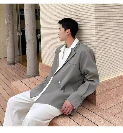 Collar Double 2026 Contrast Spring Layer New Color Casual Blazer Coat Men's Fashion Handsome Elegant Male Clothes JY8406