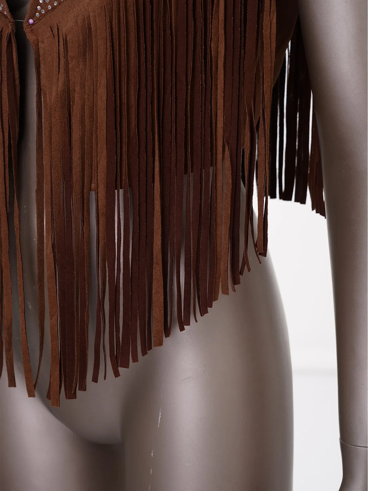 Women's Faux Suede Tassels Vest Waistcoat Western Cowgirl Hippie Costume Sleeveless Fringed Waistcoat for Halloween Party Outfit