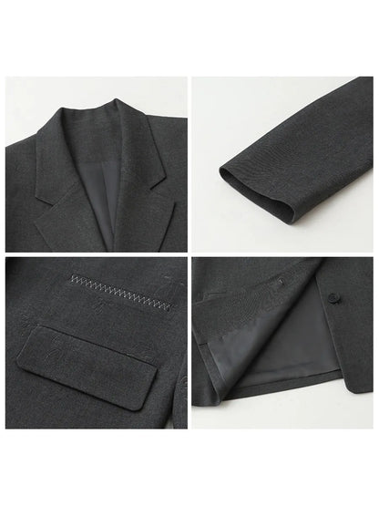 Fashion Women Blazers Loose Casual Design Bow Embossed Office Ladies Suit Jacket Gray Spring Autumn 2026 Female Coat