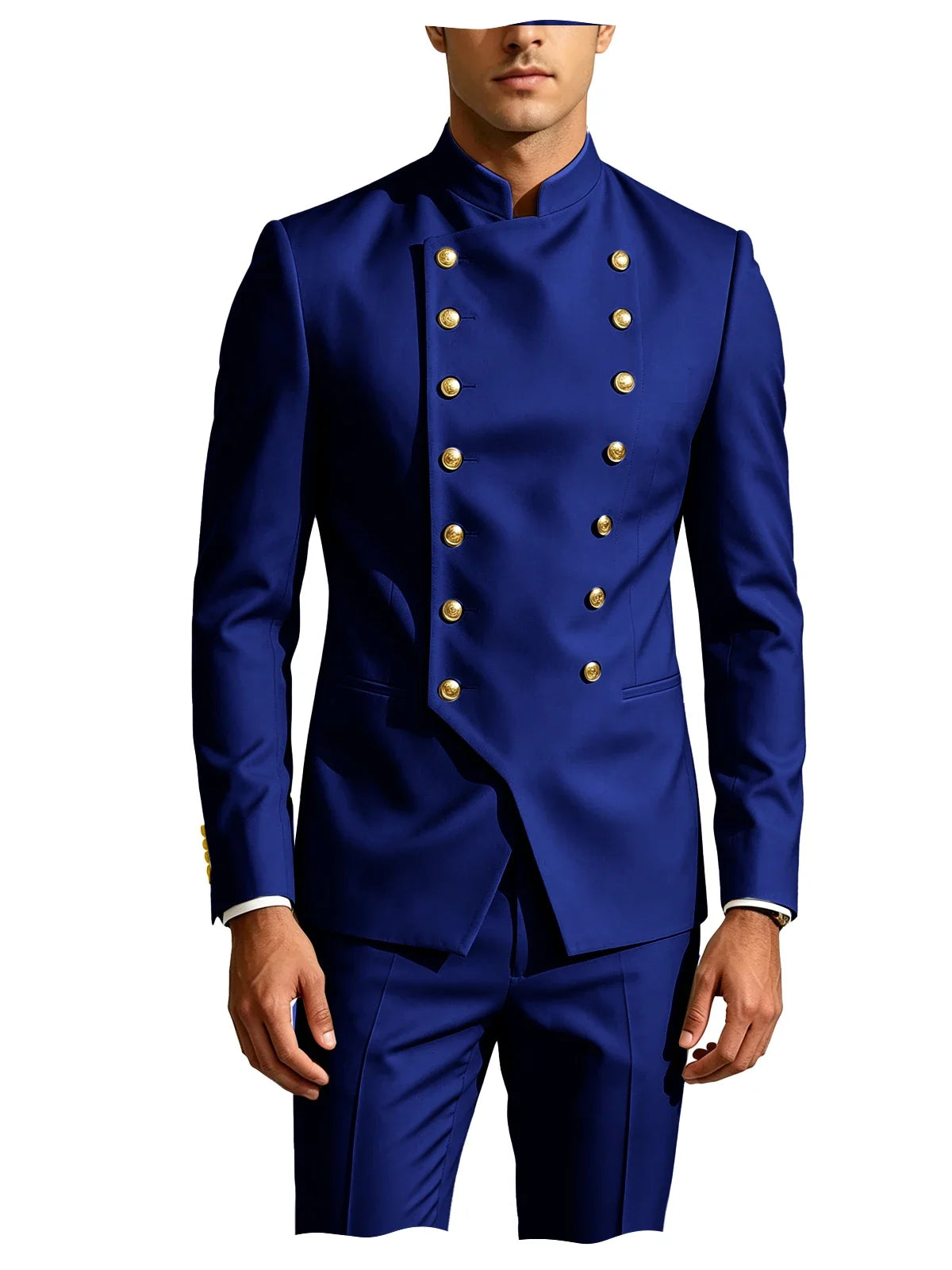 Men's Suit 2-Piece Double Breasted Slim Fit Blazer Pants Set for Wedding