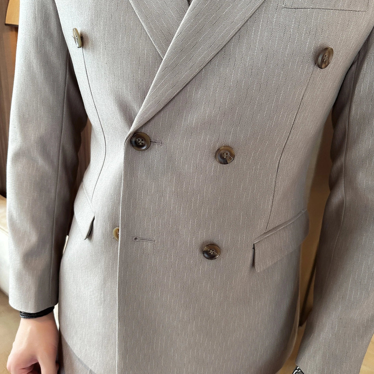 Men's Double Breasted Three Piece Wedding Suit – Slim Fit Smart Casual