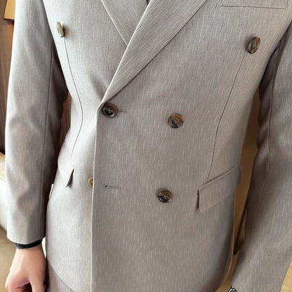 Men's Double Breasted Three Piece Wedding Suit – Slim Fit Smart Casual