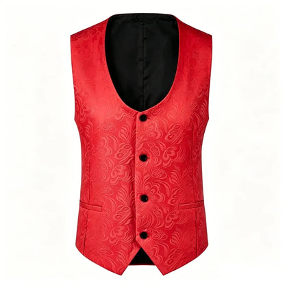 Men's Formal Vest – Floral Pattern Single Breasted V-Neck Waistcoat for Weddings & Events