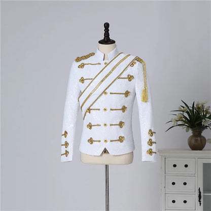 Blazer Sequined Performance Outfit for Outdoor Casual Male Banquet Guest Band Rock Singer Clothing Stand-up Collar Men's Blazer