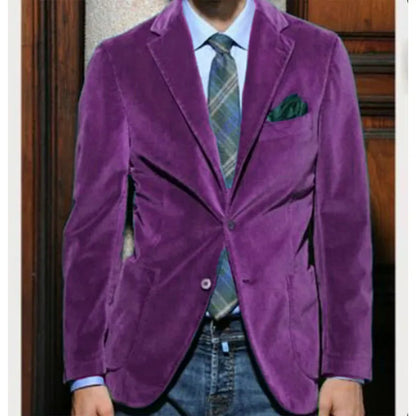 Men's Velvet Blazer Single-Breasted Slim Fit Sport Coat for Business and Formal Occasions
